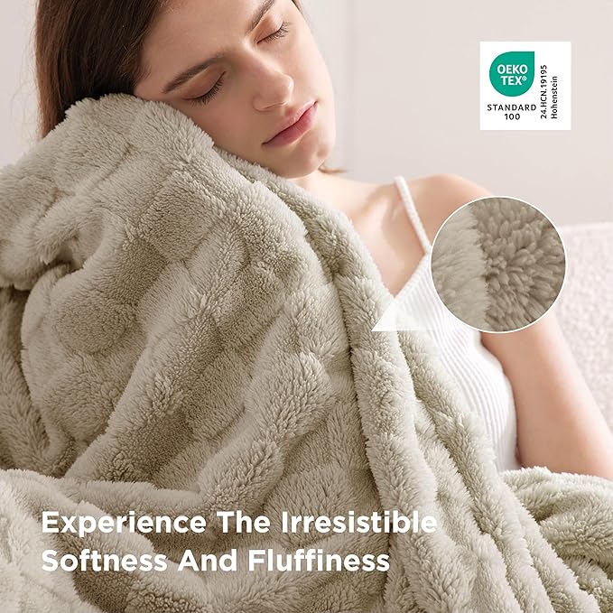 Bedsure GentleSoft California King Blanket for Bed - Super Soft Cozy Blankets for Women Men Girls, Large Fuzzy Fleece Throw for Bedroom Decor, Neutral, 102x96 Inches