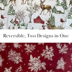 Southshore Fine Living, Inc. Christmas Quilt Twin/Twin XL with Pillow Sham, Reversible Holiday Farmhouse Bedding Set, 2-Sided Coverlet, Twin/Twin XL Bedspread - White Christmas Theme