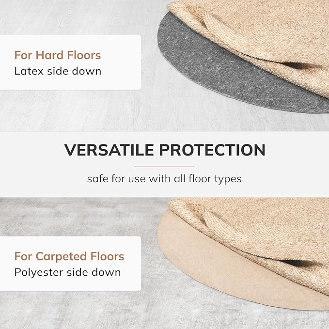 Anji Mountain 4' x 4' Round Non Slip Rug Pad Gripper for Area Rugs-Rug Gripper Pad Keeps Rugs Safe in Place Cushioning Under Rug Floor Protector for Hardwood & Tile Floors-Anti Skid Under Carpet Mat