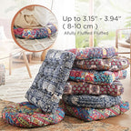 Codi Meditation Floor Pillow Set of 2, Boho Pillows Seating for Adults and Kids, Large Cushion for Yoga Living Room Tatami Sitting, Memory Foam Added, 22x22 Inch, Round Multi Patchwork
