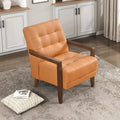 Lexicon Modern Accent Chair, Luxury Genuine Leather Match Living Room Chair with Tufted Cushions, Solid Wood Frame and Arm Rest, Comfy Upholstered Single Seat for Bedroom/Reading/Office, Orange