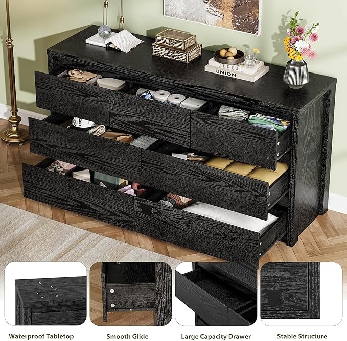 GarveeHome 7 Drawer Dresser for Bedroom, Wide Modern Chest of Drawers, Large Wood Dresser Wooden Storage Organizer for Living Room, Hallway Entryway