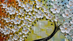 YaSheng Art -hand painted White Flowers Paintings Oil Painting On Canvas Abstract Texture Palette Knife Tree Paintings Modern Home living room Bedroom Dining Room Wall Decor Ready to hang 20x40inch