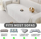 HAOMAIJIA Non Slip Couch Cover Sofa Covers for 2 Cushion Couch Washable sectional Couch Covers for Dogs pet Furniture Protector Couch Cover Blanket for Living Room (Off White, 71"x102")
