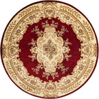 Rugs.com Chateau Collection Rug – 13' Round Red Medium Rug Perfect for Kitchens, Dining Rooms