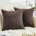 GAWAMAY Decorative Chenille Throw Pillow Covers 26x26 Inch Pack of 2, Soft Square Couch Pillow Cover for Sofa Cushion Living Room Bedroom Solid Dyed Oversized Pillowcases Coffee 66x66cm (ONLY Covers)