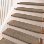 PURE ERA Bullnose Carpet Stair Treads Set Tape Free Non-Slip Indoor Stair Protectors Pet Friendly Rugs Covers Soft Skid Resistant Washable Reusable 9.5" x 30"(7 Pieces, Camel Brown)