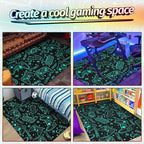 4x6 Gaming Rug for Boys Room - 3D Printed Games Theme Fluorescent Green Gamer Area Rug for Livingroom Teen Boy Gamer Room Rug Decor Video Game Area Carpet for Bedroom,Game Room