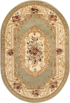 Rugs.com Chateau Collection Rug - 4' x 6' Oval Green Medium Pile Rug