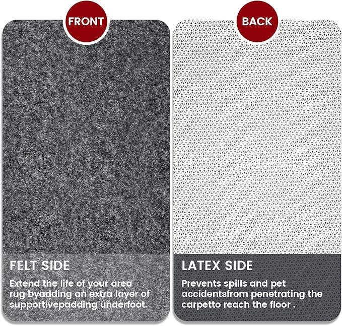 Waterproof Rug Pad, 2x3 ft Area Rug Non-Slip Carpet Pad, Non-Slip Rug Pads for All Floors and Finishes, Felt Pad for Hardwood Floors, Keeps Carpets in Place Soft and Safe