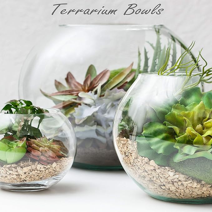 CYS EXCEL Large Glass Bubble Bowl (H-12" W-13", Approx. 5.5 Gal.) Round Bowl Terrarium Globe Flower Vase Centerpiece for Weddings Events Arrangements
