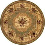 Rugs.com Chateau Collection Rug – 7' Round Green Medium Rug Perfect for Kitchens, Dining Rooms