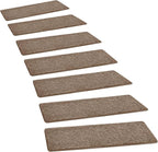 PURE ERA Carpet Stair Treads Tape Free Non Slip Indoor Stair Carpet Stair Protectors Pet-Friendly Non-Slip Skid Resistant Washable Reusable 8" x 30"(14 Pieces,Camel Brown)