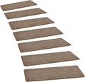 PURE ERA Carpet Stair Treads Tape Free Non Slip Indoor Stair Carpet Stair Protectors Pet-Friendly Non-Slip Skid Resistant Washable Reusable 8" x 30"(2 Pieces,Camel Brown)