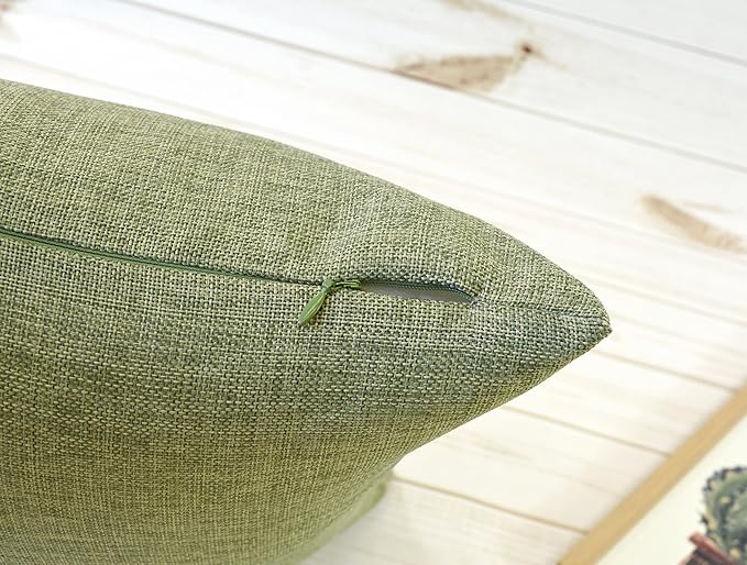 Aiking Home Woven Fine Faux Linen Throw Pillow Cover, Size 12"x18", Moss