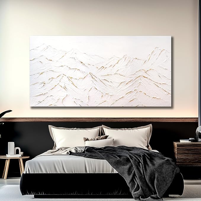Belmrxne Mountain Wall Decor White Wall Art Abstract Landscape Canvas Painting Wall Prints Artwork for Living Room Bedroom Dining Room Office Home Decor 24x48 Inch