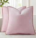 decorUhome Chenille Soft Cozy Throw Pillow Covers 24x24 Set of 2 Modern Farmhouse Boho Velvet Decorative Euro Sham Pillow Cases with Stitched Edge for Couch Sofa Bed Home Valentines Decor, Blush Pink