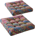 Codi Floor Pillow for Kids, Square Large Pillows Seating for Adults, Bohemian Big Cushions for Yoga Room Tatami Sitting, Memory Foam Added, 22x22 Inch, Multi Blaidiere, Set of 2