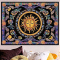 Accnicc Sun and Moon Tapestry Psychedelic Floral Plant Tapestries for Bedroom Aesthetic Hippie Boho Flower Tapestry Wall Hanging for Dorm Living Room (48'' × 36'')