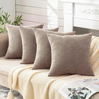 GAWAMAY Decorative Square Throw Pillow Covers 18"x18" Inch Set of 4, Super Soft Chenille Pillows Cover Fall Pillowcase for Living Room Bedroom Sofa Couch Cushion Cover Taupe Grey 45x45cm
