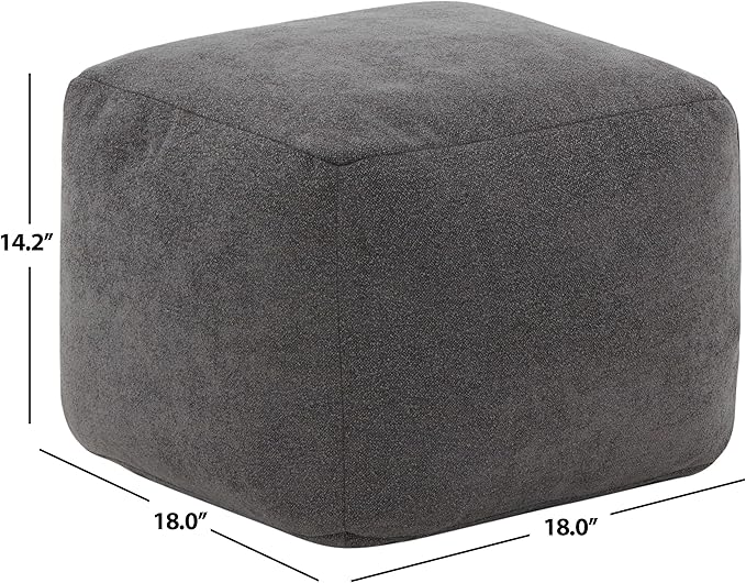 SAFAVIEH Couture Collection Samuels Charcoal Boucle Pouf Ottoman Foot Rest (Fully Assembled)