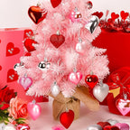 54pcs Valentines Day Heart Shaped Ornaments, Classic Red Pink Silver Hanging Baubles with 2 Sizes, Valentine's Day Decorations for Tree, Love Hanging Decor for Wedding Party