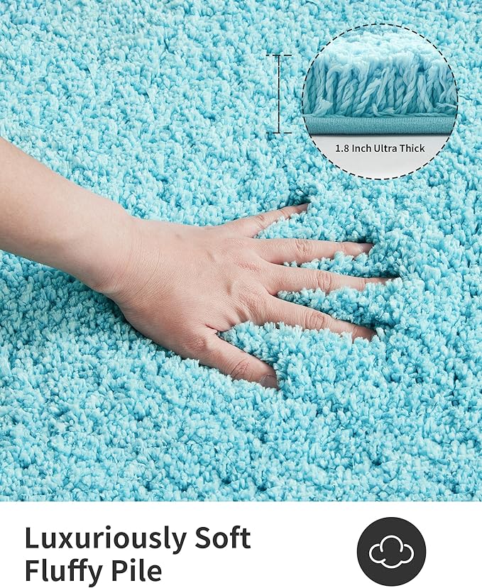 ILANGO Teal Toilet Rugs U Shaped 22" × 24" Non Slip & Super Absorbent Extra Thick Soft, Washable Bath Mats for Bathroom Floor, Microfiber Plush Shaggy Contour Bath Rugs for Toilet,Dry Quick