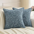 FUTEI Navy Decorative Throw Pillow Covers 22x22 Inch Set of 3,Soft Chenille Tweed Textured Cushion Case,Modern Home Decor for Couch Bed Living Room