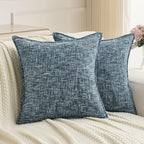 FUTEI Navy Decorative Throw Pillow Covers 20x20 Inch Set of 3,Soft Chenille Tweed Textured Cushion Case,Modern Home Decor for Couch Bed Living Room