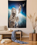 Ambesonne Outer Space Tapestry, Cosmonaut Crew in Universe Astronomy Atmosphere Astral Journey Inspired Image, Wall Hanging for Bedroom Living Room Dorm Decor, 40" X 60", Beige Blue