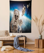 Ambesonne Outer Space Tapestry, Cosmonaut Crew in Universe Astronomy Atmosphere Astral Journey Inspired Image, Wall Hanging for Bedroom Living Room Dorm Decor, 40" X 60", Beige Blue