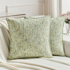 FUTEI Light Green Decorative Throw Pillow Covers 18x18 Inch Set of 2,Soft Chenille Tweed Textured Cushion Case,Modern Home Decor for Couch Bed Living Room