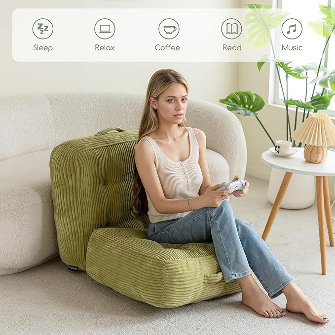 8" Washable Floor Pillow Cushion for Adults, Meditation Cushion Pillow, Large Square Floor Sitting, Removable Tufted Corduroy Cover, for Tatami Living Room or Yoga, 22x22 Inch, 2Pack, Machine Washable