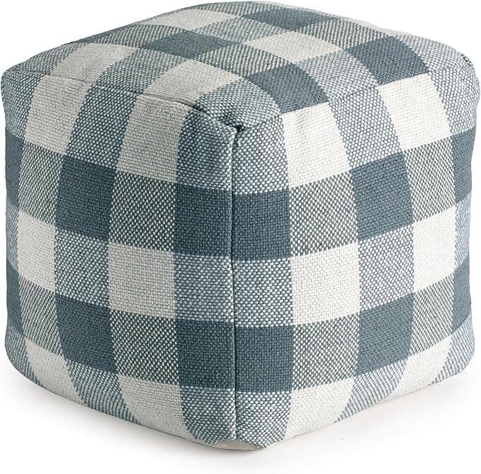 Anji Mountain Artisan Crafted Cotton Blend Pouf Ottoman | Versatile Floor Seating & Footstool for Living Room | Modern Boho Home Décor Accent | Filled Pouffe