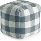 Anji Mountain Artisan Crafted Cotton Blend Pouf Ottoman | Versatile Floor Seating & Footstool for Living Room | Modern Boho Home Décor Accent | Filled Pouffe