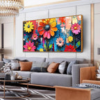 ZHAOSHOP Colorful Flower Pictures Wall Art Bedroom - Teen Girl Room Decor - Big Picture Frames for Wall Ready to Hang Size 29" x 59"