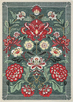 GarveeHome Floral Botanical Washable 8x10 Area Rug for Living Room Soft Grey Green Vintage Boho Cottage Large Rugs Low Pile Carpet for Bedroom Dining Nursery Rug