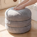 HIGOGOGO Pouf Ottoman Stuffed Round Modern Foam Filled Foot Rest Poufs 20 X 18 Inches Modular Ottomans Separated Into Floor Cushions for Living Room Chair Decorative Stool, Grey