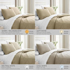 Southshore Fine Living, Inc. Full/Queen Quilt Set with 2 Matching Pillow Shams, Lightweight Full Size Quilt Coverlet, Easy Care, Machine Washable Queen Size Bedspread, Taupe
