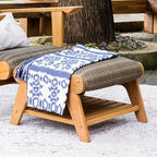 Cambridge Casual Auburn Teak Outdoor Ottoman, All Weather Padded Woven Seat