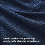 Bedsure Luxury Waffle Duvet Cover King Size - Textured Duvet Cover Set, Soft, Breathable Bedding Set (104"x90") with 2 Pillow Shams for All Season, Navy Blue, Comforter Not Included