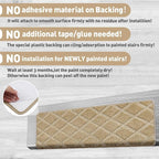 PURE ERA Bullnose Carpet Stair Treads Set Tape Free Non-Slip Indoor Stair Protectors Pet Friendly Rugs 9.5" x 30"(14 Pieces,Khaki Diamond Trellis)