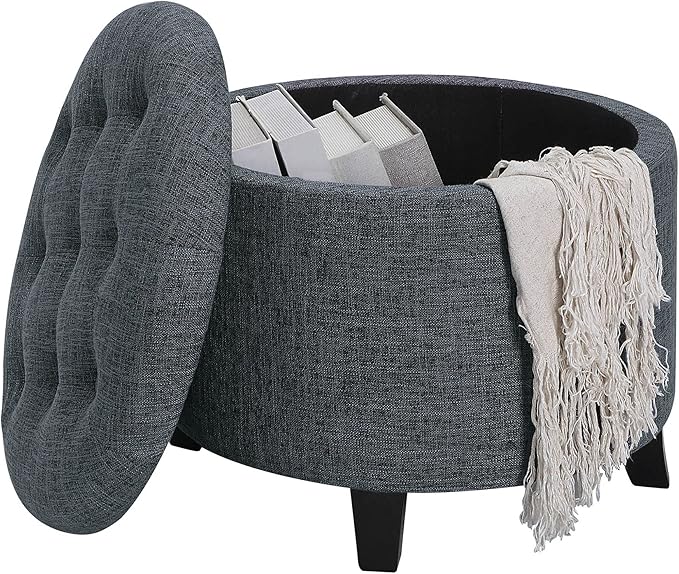 Convenience Concepts Designs4Comfort Storage Ottoman, Stormy Gray Fabric