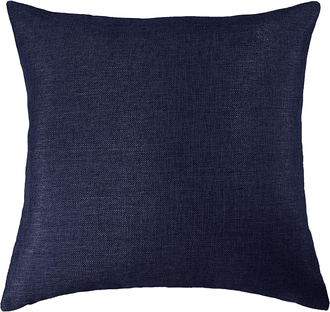 Aiking Home Woven Fine Faux Linen Throw Pillow Cover, Size 18"x18", Navy