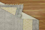 Kilim Rug 3' Square Rug Beige & Black Cotton Dhurrie Oriental Thick 0.19 inches Stone Easy Washable Rug Hand Wash Cotton Carpet Flatweave Rug Indoor Outdoor Rugs for Kitchen, Bedside, Enterway