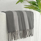 Buffalo Plaid Throw Blanket for Couch with Tassels,50"X60" Soft Lightweight Knitted Boho Decorative Blankets for Bed and Sofa Silver