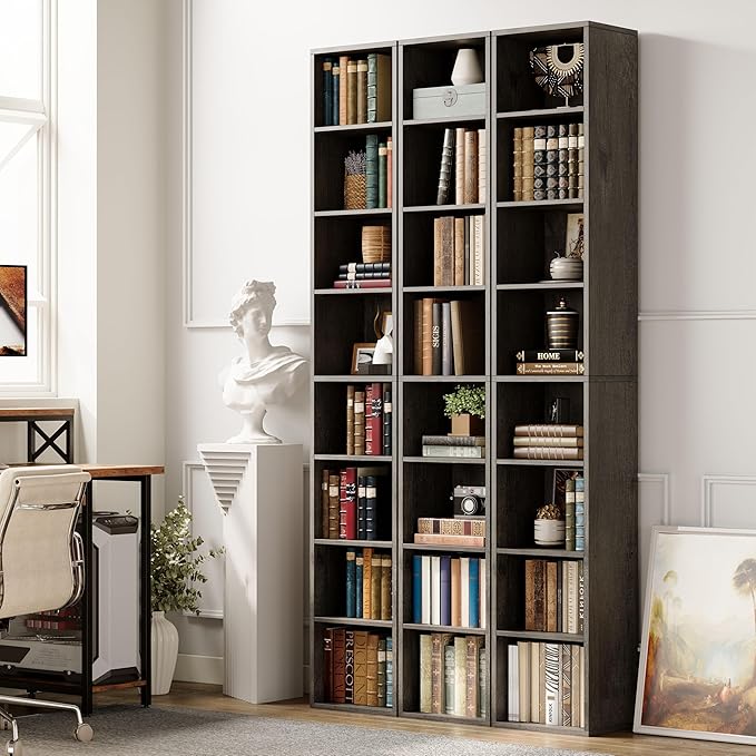 IRONCK Tall Narrow Bookshelf 8 Tiers, Compact Corner Bookcase, Easy to Match for Living Room, Office, Study, Bedroom