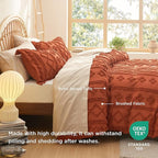 Bedsure Boho Duvet Cover King Size, Soft & Comfortable Elegant Design Boho Bedding for Decoration, Machine Washable Comforter Cover for All Seasons,Includes 1 Duvet Cover & 2 Pillow Shams,Terracotta