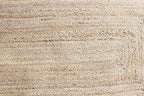 Scalloped Edge Rug, Hand Woven Natural Jute Area Rug, 9x9 Ft Square Beige & Pink Braided Kilim Rugs for Living Room, Kitchen, Entryway, Farmhouse
