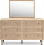 Signature Design by Ashley Cielden French Country 6-Drawer Dresser and Mirror with Safety Stop, Light Brown